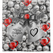 クリスマスシャワーカーテン、シルバーボール シャワーカーテン (正面)