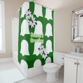 クリスマスシャワーカーテン、シーズングリーティンググリーン シャワーカーテン (インサイチュ)