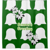 クリスマスシャワーカーテン、シーズングリーティンググリーン シャワーカーテン (正面)