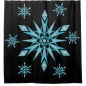 クリスマスシャワーカーテン、スノーフレーク シャワーカーテン (正面)