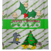 クリスマスシャワーカーテン,ネズミ シャワーカーテン (正面)