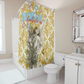 クリスマスシャワーカーテン、ハッピーホリデーズエンジェル シャワーカーテン (インサイチュ)