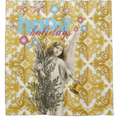 クリスマスシャワーカーテン、ハッピーホリデーズエンジェル シャワーカーテン (正面)