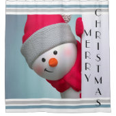 クリスマスシャワーカーテン/メリークリスマス雪だるま シャワーカーテン (正面)