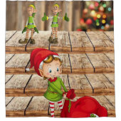 クリスマスシャワーカーテン、小妖精や小人 シャワーカーテン (正面)