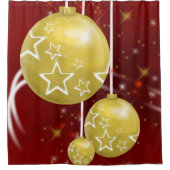 クリスマスシャワーカーテン、金ゴールド玉 シャワーカーテン (正面)