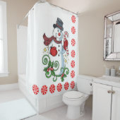 クリスマスシャワーカーテン,雪だるま,ペパーミント シャワーカーテン (インサイチュ)