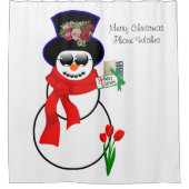 クリスマスシャワーカーテン、雪だるまIphone シャワーカーテン (正面)