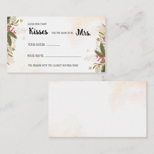 クリスマスシャワーゲームのキスの数 プレイスカード (正面/裏面)