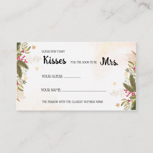 クリスマスシャワーゲームのキスの数 プレイスカード (正面)