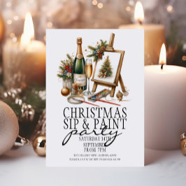 クリスマスシャンパンシップとア絵を描ートパーティー 招待状