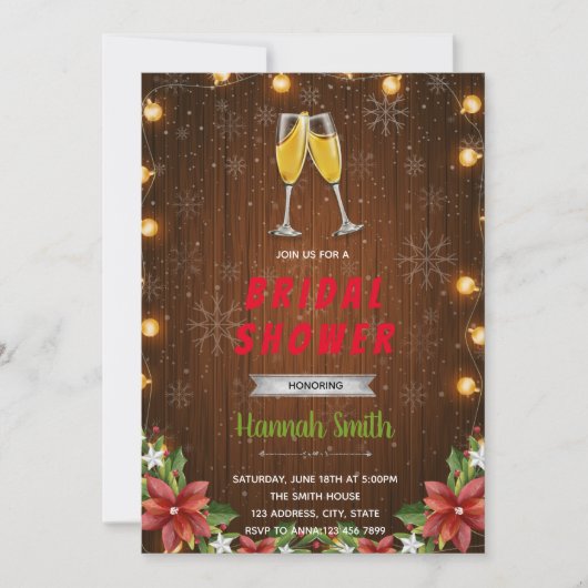 クリスマスシャンパンテーマ招待 招待状 (正面)