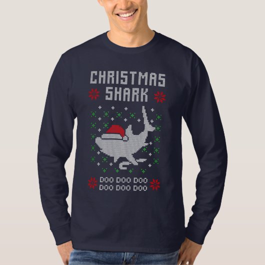 クリスマスシャークの醜いセーター Tシャツ (正面)