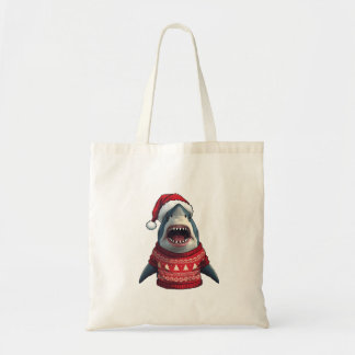 クリスマスシャークの面白いアグレッシブスウェットTシャツ トートバッグ