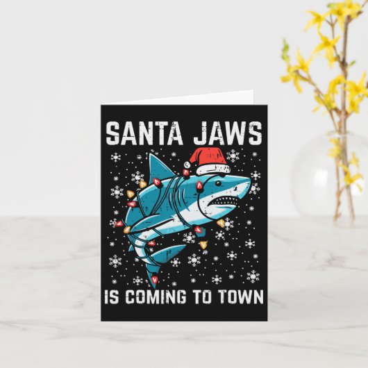 クリスマスシャークサンタジョーズクリスマスメンボーイズキッズアウト カード (黄色い花)