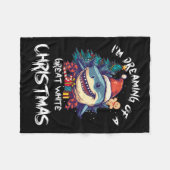 クリスマスシャークサンタハットクリスマスサンタおもしろいジョーズ フリースブランケット (正面(横))