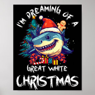 クリスマスシャークサンタ帽子 Xmas サンタのあごの笑えるシャ ポスター