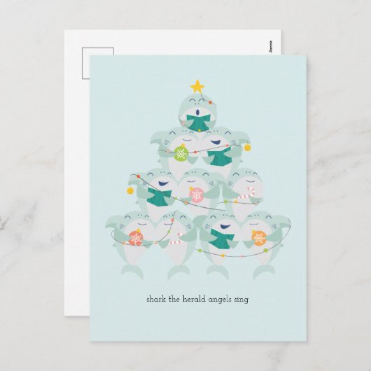 クリスマスシャーク聖歌隊ホリデーポストカード シーズンポストカード (正面/裏面)