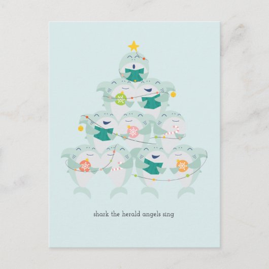 クリスマスシャーク聖歌隊ホリデーポストカード シーズンポストカード (正面)
