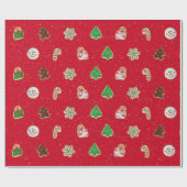 クリスマスシュガークッキーと雪片 ラッピングペーパー (フラット)