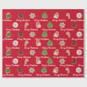 クリスマスシュガークッキーと雪片 ラッピングペーパー (フラット)