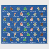 クリスマスシュガークッキーと雪片 ラッピングペーパー (フラット)