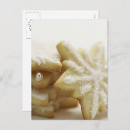 クリスマスシュガークッキーのグリーティングカードとシール シーズンポストカード (正面/裏面)