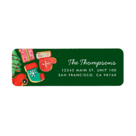 クリスマスシュガークッキーグリーン差出人住所ラベル ラベル
