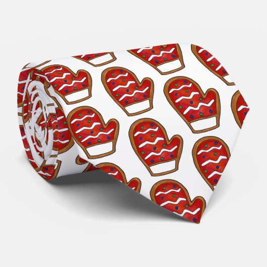 クリスマスシュガークッキーレッドウィンターホリデーミッテン ネクタイ (ロール)