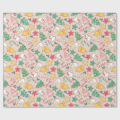 クリスマスシュガークッキー雪だるまキャンディカン ラッピングペーパー (フラット)