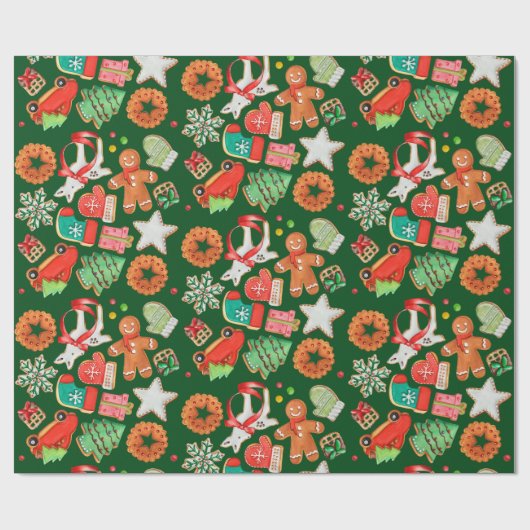 クリスマスシュガークッキー&ジンジャーブレッド ラッピングペーパー (フラット)