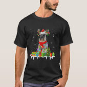 クリスマスシュナウザークリスマスライトサンタトナディアドッグ Tシャツ (正面)