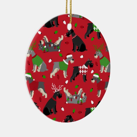 クリスマスシュナウザーセラミックオーナメント セラミックオーナメント (右)