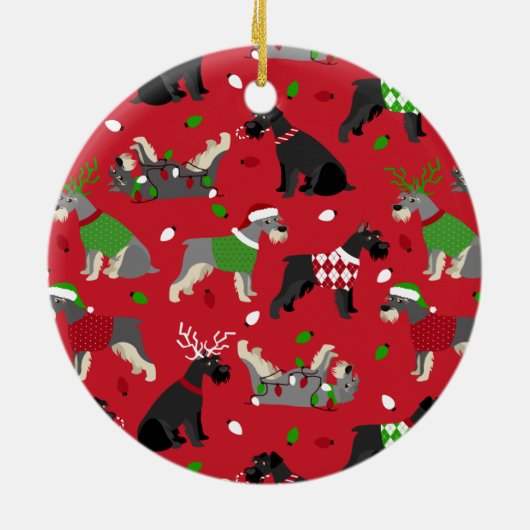 クリスマスシュナウザーセラミックオーナメント セラミックオーナメント (裏面)