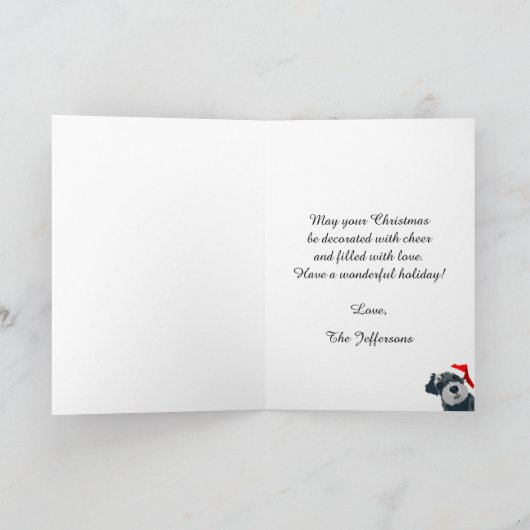 クリスマスシュナウザードッグサンタハットグリーティングカード シーズンカード (内部)