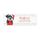 クリスマスシュナウザードッグサンタハット住所 シール (正面)