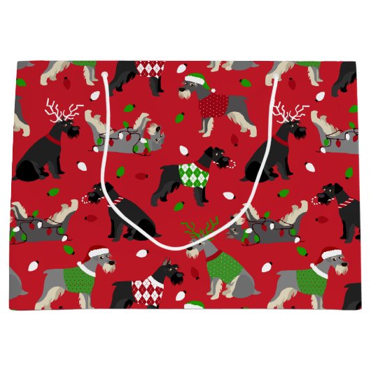 クリスマスシュナウザーラージ抱き枕 ラージペーパーバッグ (正面)