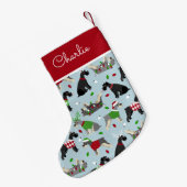 クリスマスシュナウザー名前をカスタムする スモールクリスマスストッキング (裏面 (吊り時))