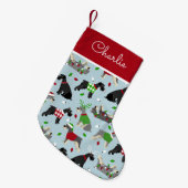 クリスマスシュナウザー名前をカスタムする スモールクリスマスストッキング (正面 (吊り時))