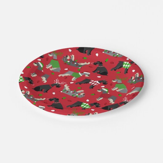 クリスマスシュナウザー紙プレート ペーパープレート (アングル)