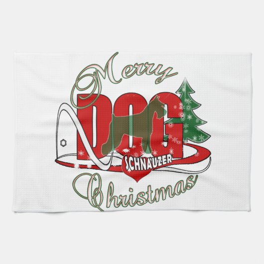 クリスマスシュナウザー キッチンタオル (横)