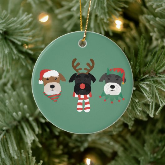 クリスマスシュナウツァードッグ セラミックオーナメント (ツリー)
