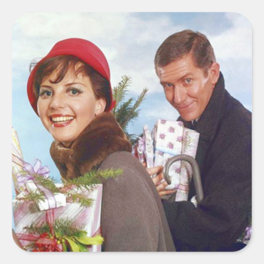 クリスマスショッピングレトロ スクエアシール (正面)