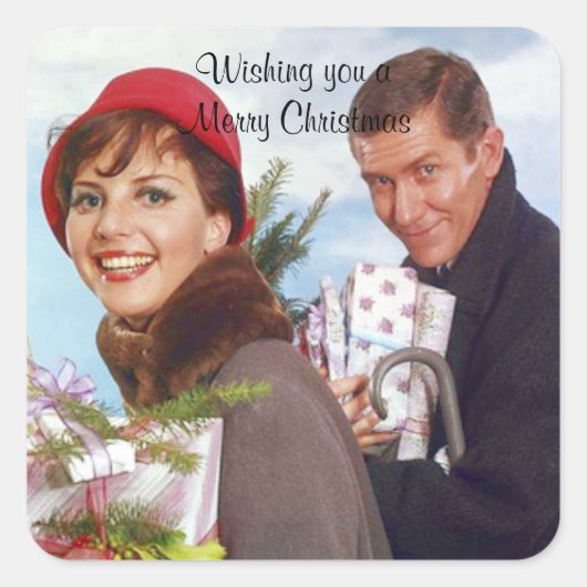 クリスマスショッピングヴィンテージシール スクエアシール (正面)