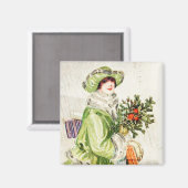 クリスマスショッピングヴィンテージ磁石 マグネット (正面/裏面)