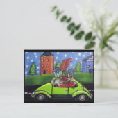 クリスマスショッピング車のギフト シーズンポストカード (スタンド正面)