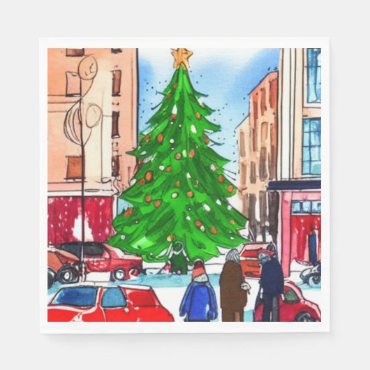 クリスマスショッピング スタンダードランチョンナプキン (正面)