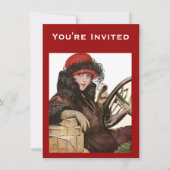 クリスマスショッピング、Red Hatのヴィンテージレディ 招待状 (正面)