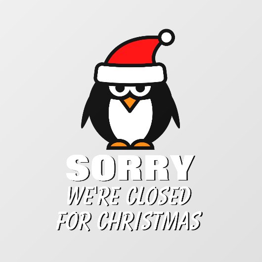 クリスマスショップの窓が閉まってごめんなさい ウィンドウサイン (シート)