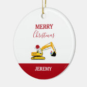 クリスマスショベル建築トラックカスタム セラミックオーナメント (左)